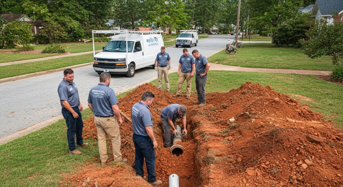 Precision Sewer Line Repair CO team working in Charlotte NC